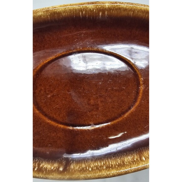 Vtg Hull Pottery Brown Gravy Boat Drip Serving Plate USA Oven Proof Replacement - Picture 3 of 8